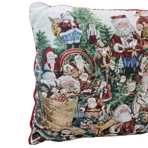 Vintage Christmas‎ Tapestry Pillow Mary Hulgan for Riverdale Holiday Decor Santa - Picture 3 of 7